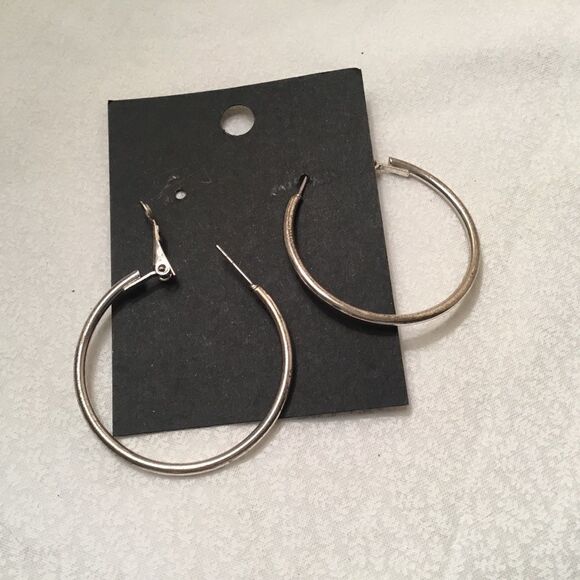 Silvertone Hoop Earrings  - Picture 1 of 4